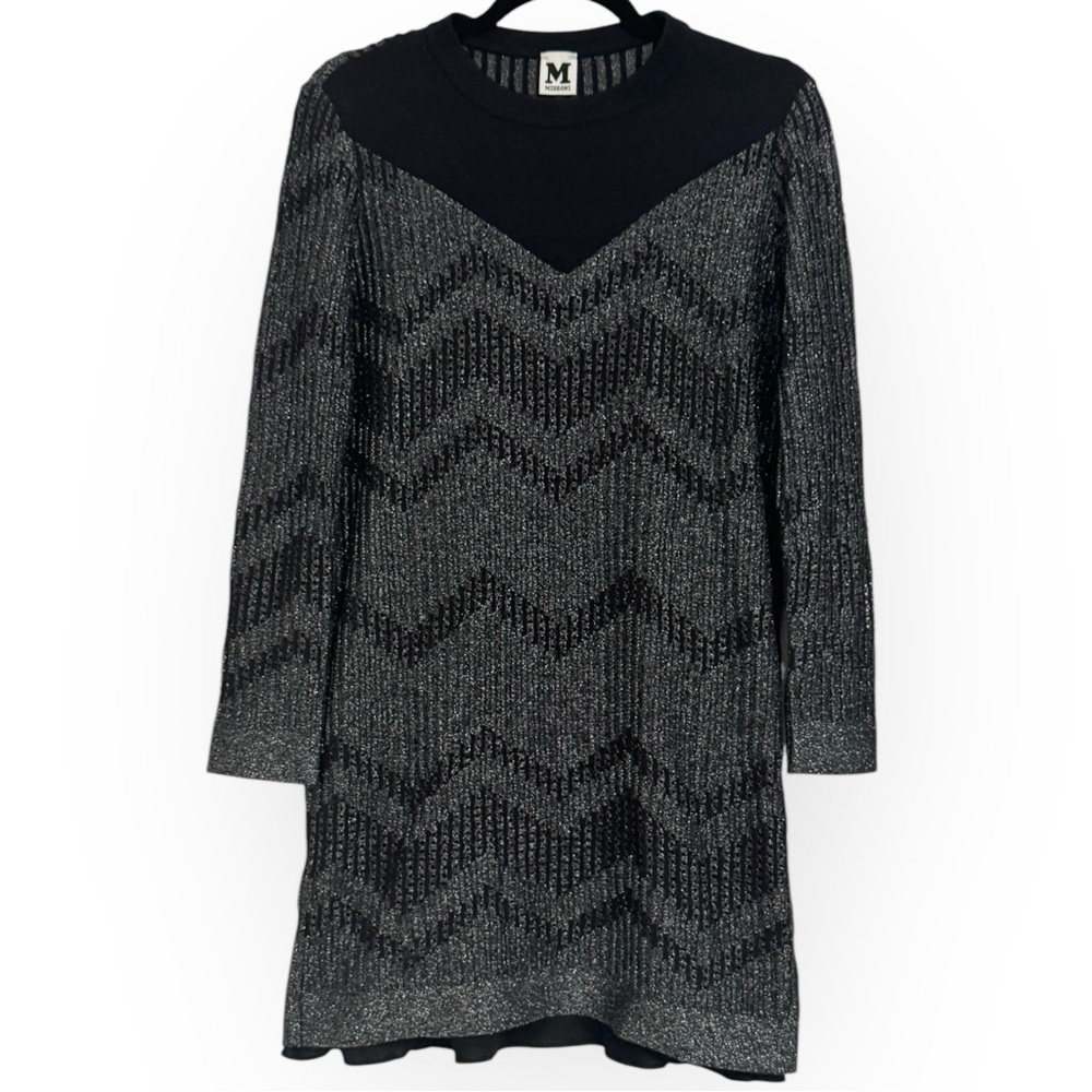 MISSONI $745 Retail Bicolor Mesh Long Sleeve Lurex Dress, Size 38 (US 6/8) - Picture 5 of 16